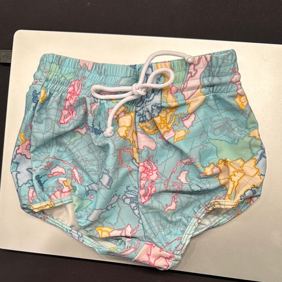 Show Me Your MuMu - Boys Colorful Map Print Swim Shorts - Worn Once - Size: 3T - Picture 1 of 8